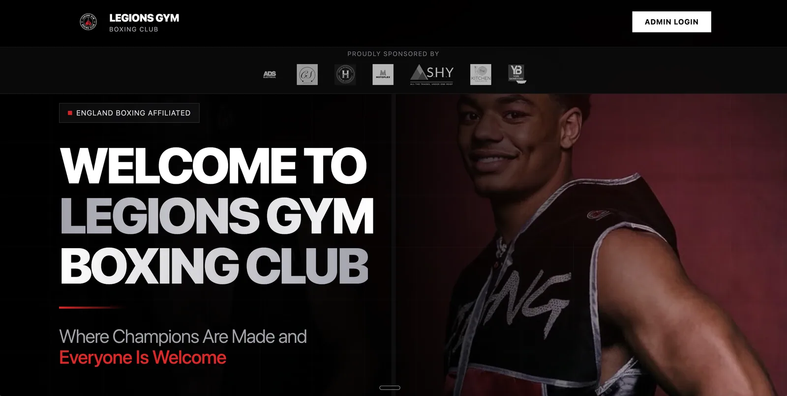 Legions Gym Boxing Club website by Uppercut Labs